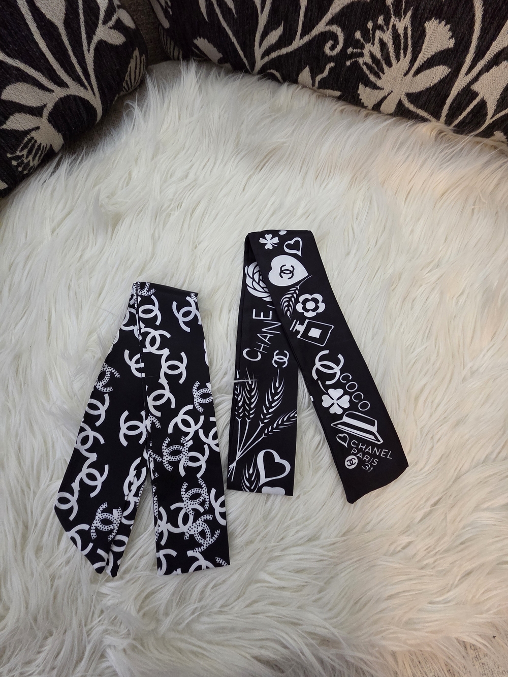Black & White Logo Twilly Scarves Set Of 2